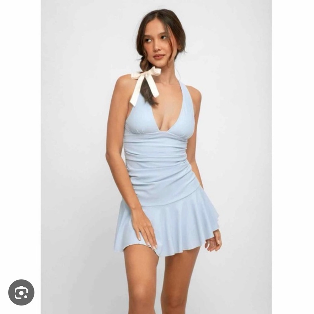 Blackbough Sky Blue V-Neck Dress
